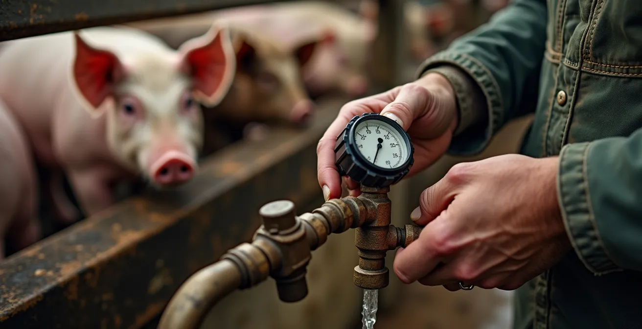 Méthode d'audit de l'eau en 5 minutes dans une porcherie