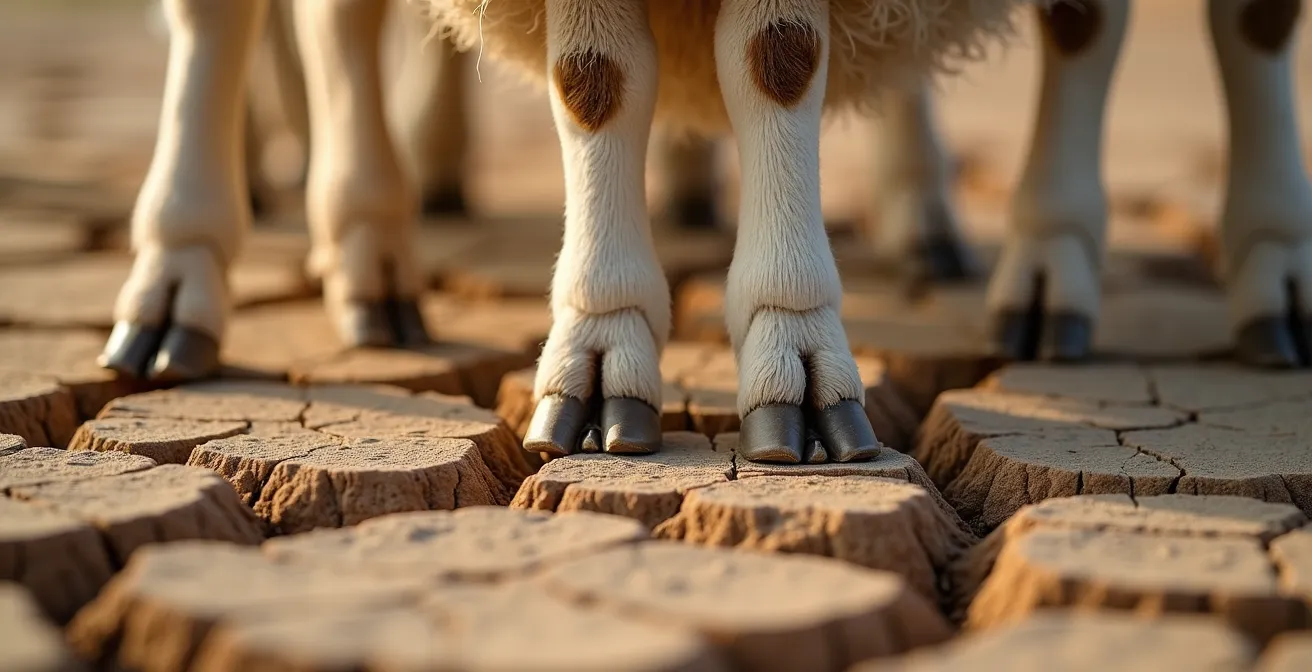 Comparaison visuelle entre brebis de petit et grand format sur parcours