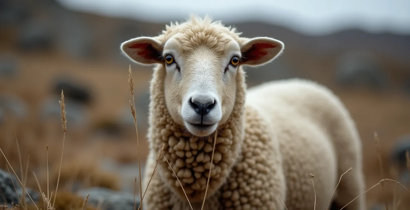 Brebis rustique mobilisant ses réserves sur parcours sec en fin d'hiver