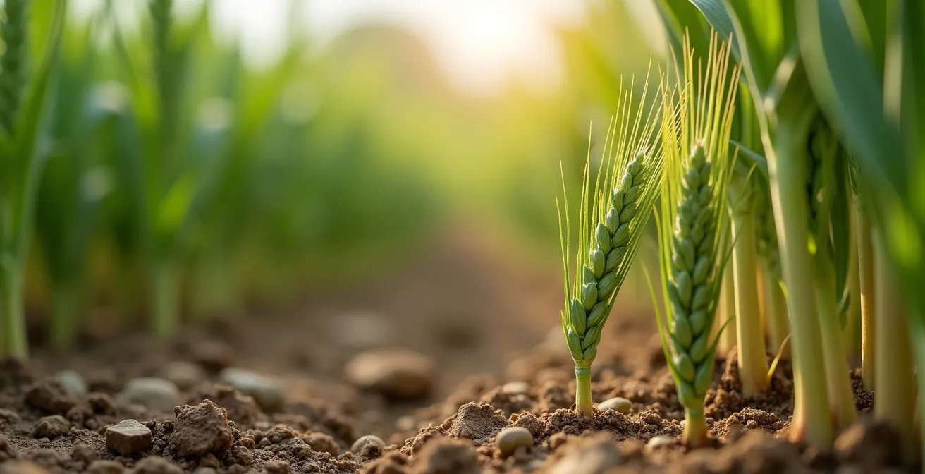 Vue aérienne d'une parcelle avec zones de modulation colorées selon le potentiel de rendement