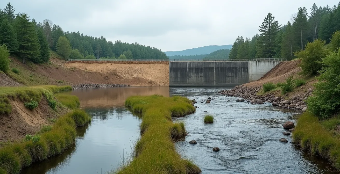 Schéma technique comparatif montrant une retenue en vallon sec et une retenue par dérivation avec leurs impacts respectifs