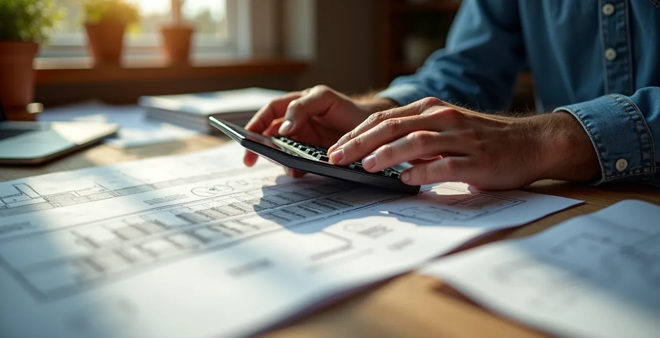 Éleveur examinant des documents techniques dans un bureau agricole