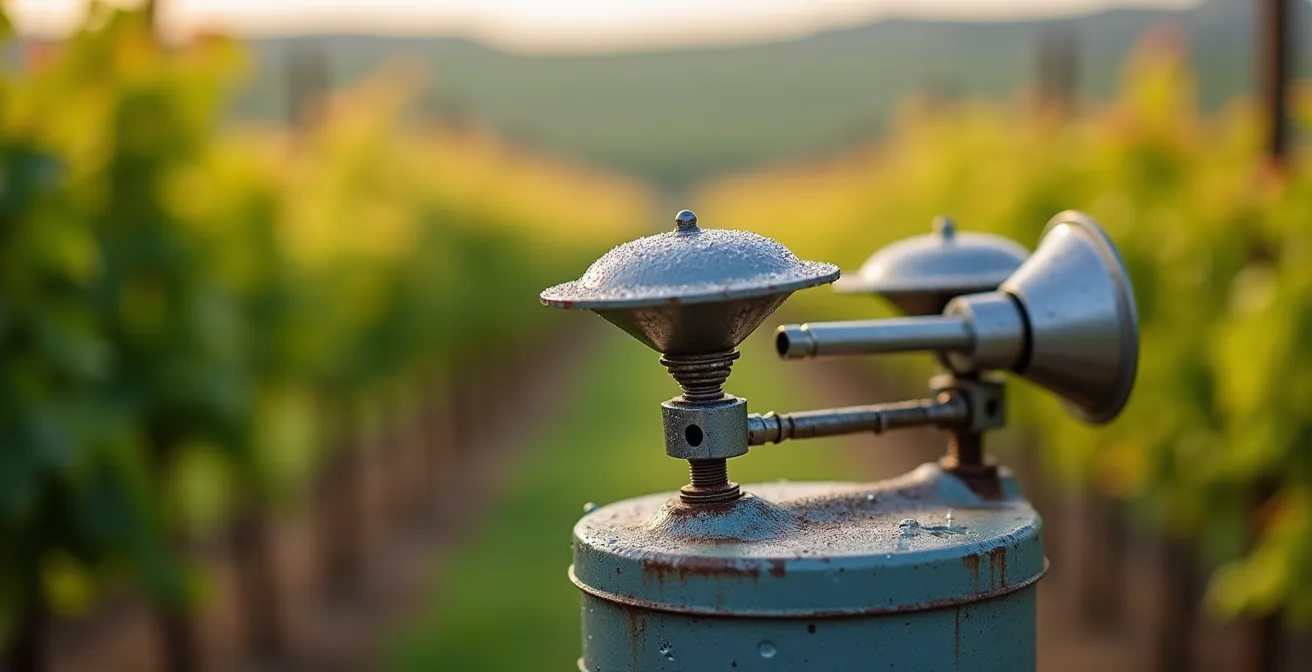 Station météorologique portable installée en bordure de parcelle viticole