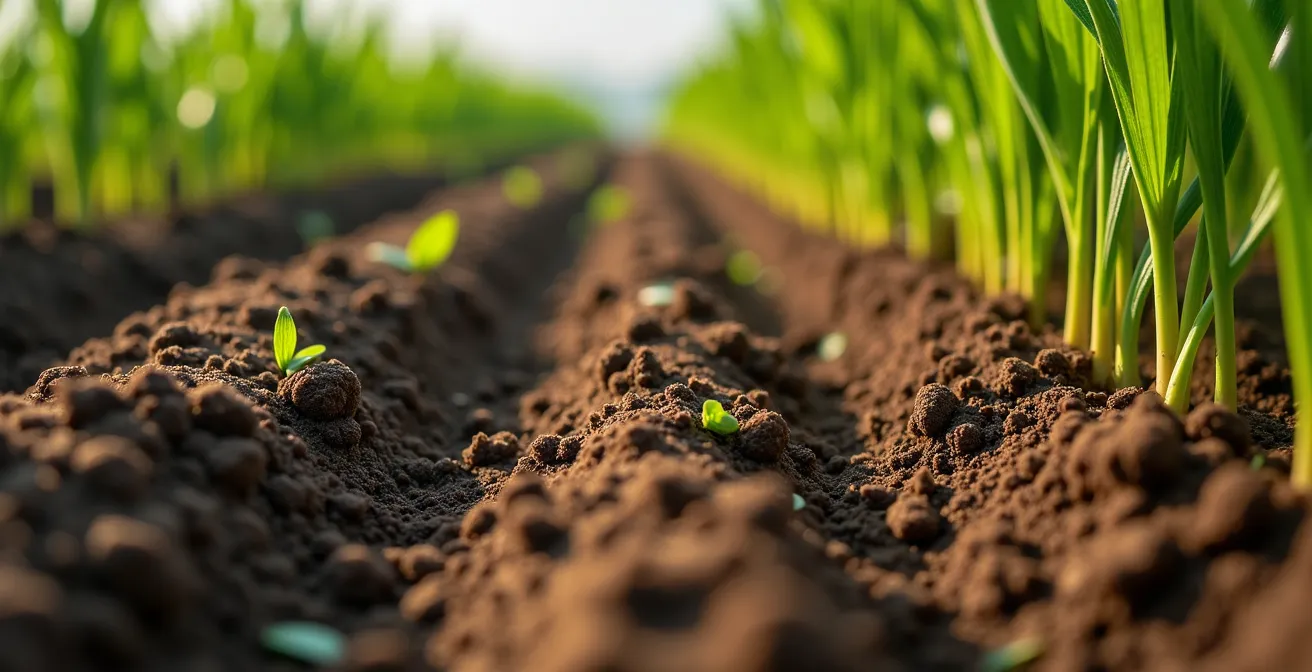 Outil de strip-till travaillant une ligne de semis dans un sol argileux couvert