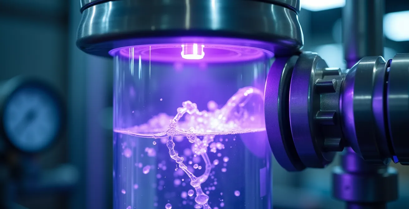 Installation de traitement UV et filtration pour eau de pluie en élevage bovin